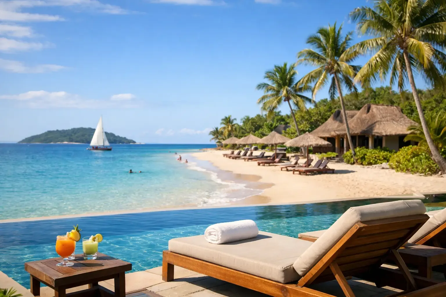 Hébergement en bord de plage à Nosy Be, vue sur la mer