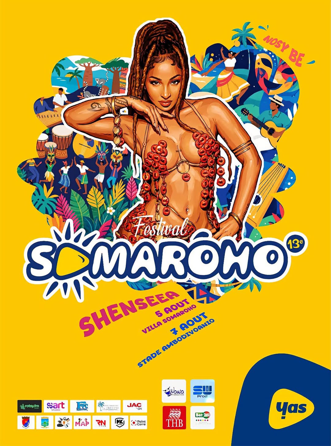 Affiche officielle du festival Sômarôho 13e édition à Nosy Be — Shenseea, 5 et 7 août 2026